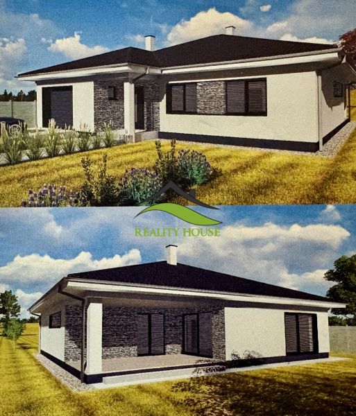 A family house in Dúbravka, with an elegant facade and a landscaped garden.