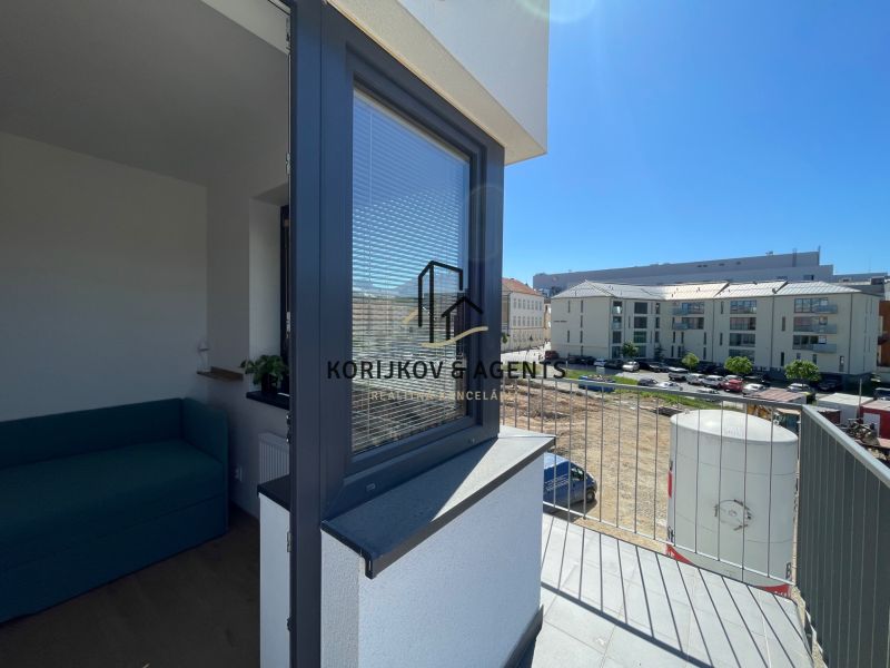 A balcony from a 2-room apartment with a view of Jarková Street in Prešov.