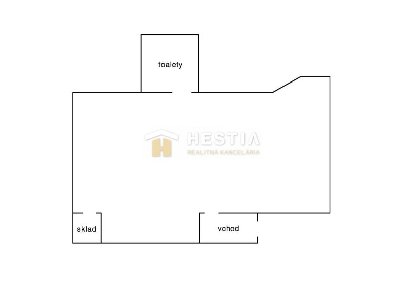 The floor plan shows commercial spaces with toilets, storage, and the main entrance.