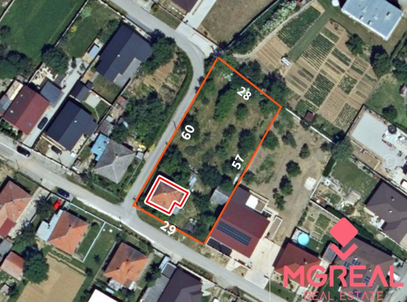 Aerial view of divided plots - housing in Urmince on Tichá Street.