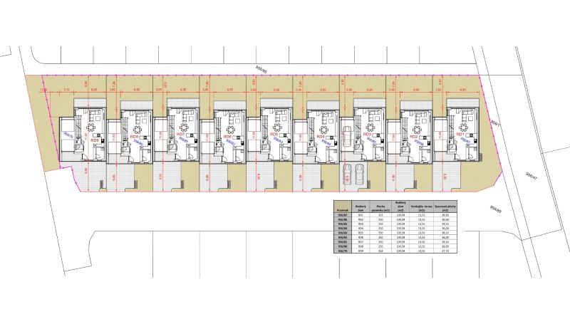 A land plan for residential housing on Čulenova Street in Skalica, containing family houses.