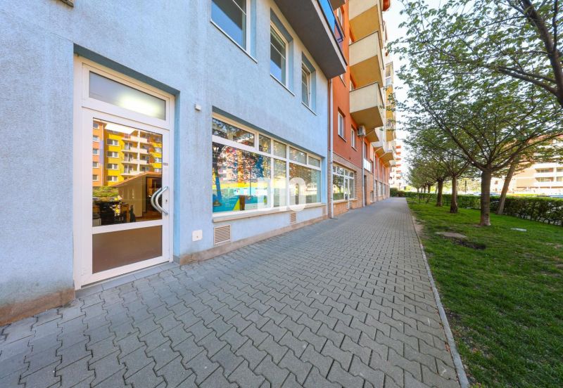 Commercial premises on Šustekova Street in Bratislava V with a front entrance.