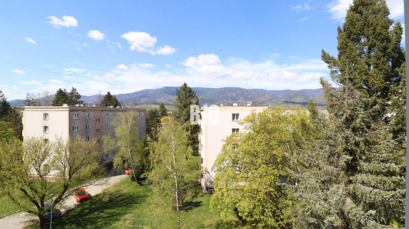 A view of apartment blocks in Martin, surrounded by greenery and mountains in the background.