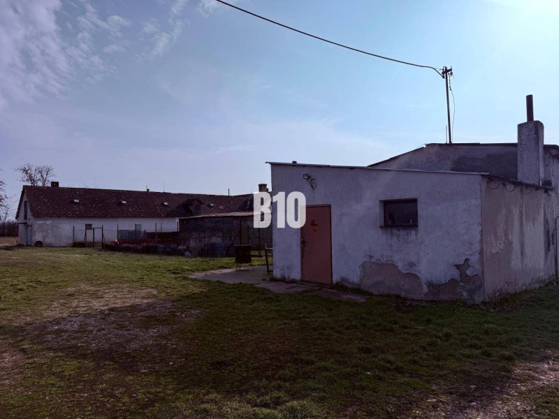 Production premises in the exterior in the town of Turá with simple buildings and a grassy area.