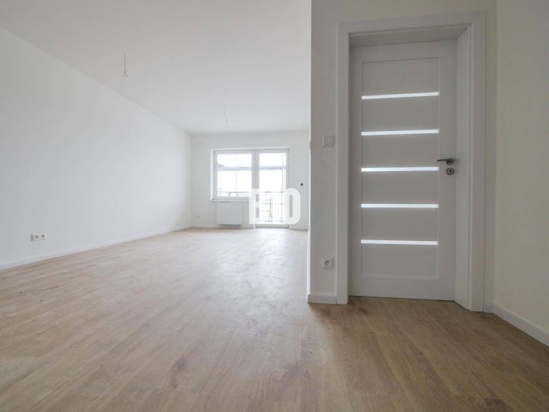 Spacious bright 2-room apartment with wooden flooring and white doors.