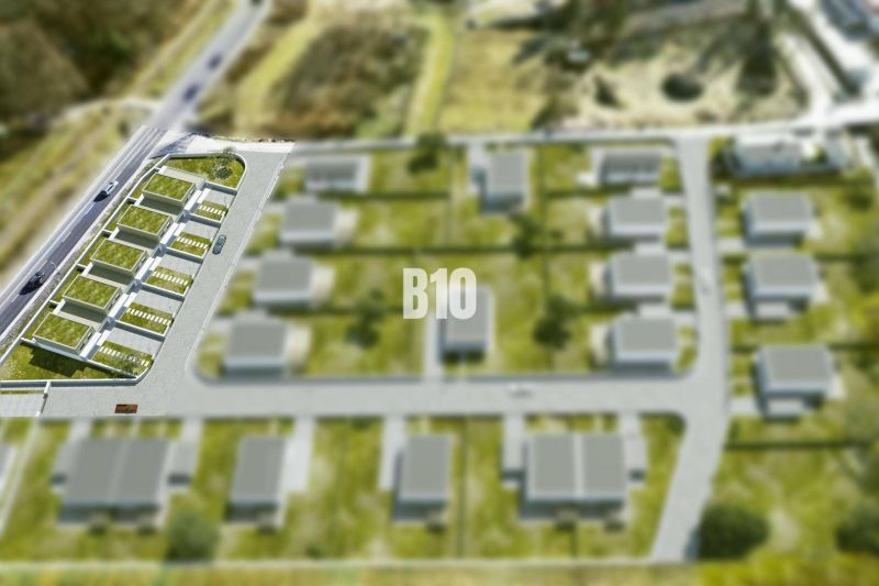 Visualization of plots - housing in Trenčianske Teplice with road infrastructure.