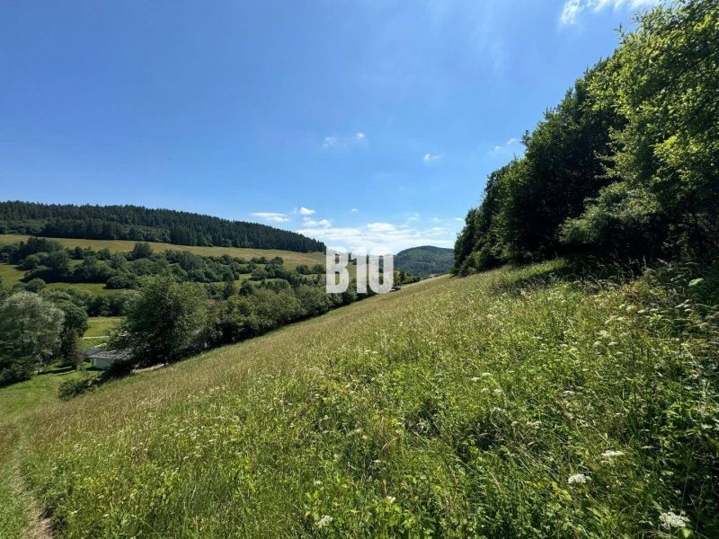 Hilly landscape with a meadow in Dolný Vadičov, ideal for residential plots.