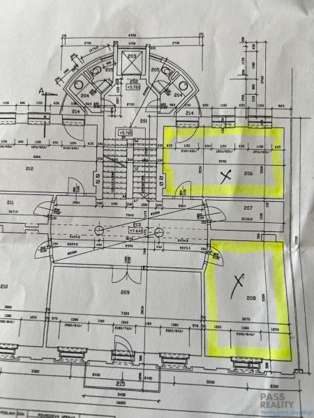 Floor plan of the office with room numbers 206 and 208 on Grösslingova Street in Bratislava.
