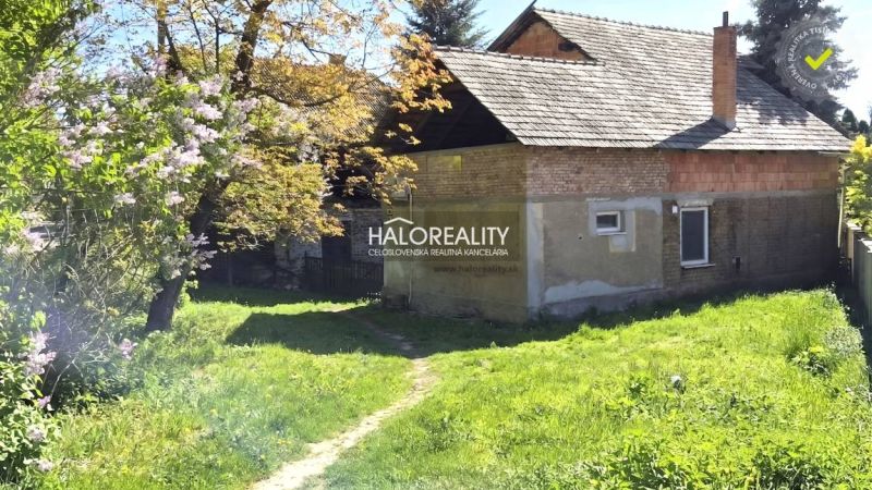 A family house in Poltár surrounded by a green garden and blooming trees.