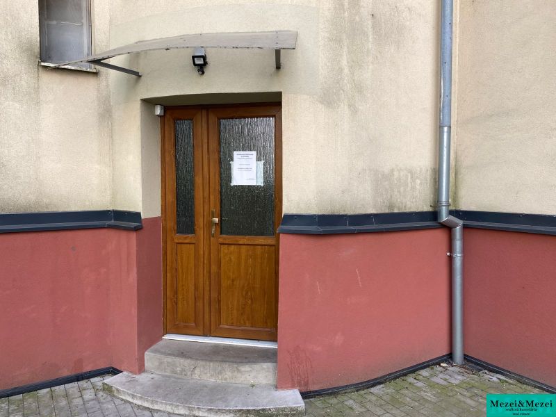 The entrance door to the apartment building on Legionárska Street in Bratislava.