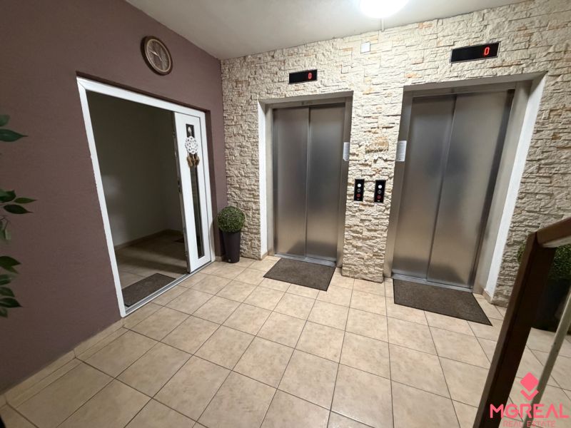 Entrance hall with two elevators in a 2-room apartment on P.O. Hviezdoslava in Topoľčany.