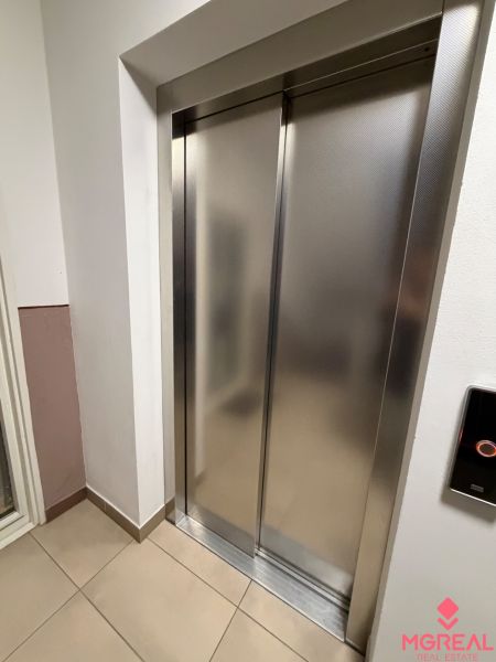 Stainless steel elevator in the apartment building on P.O. Hviezdoslava Street, Topoľčany.