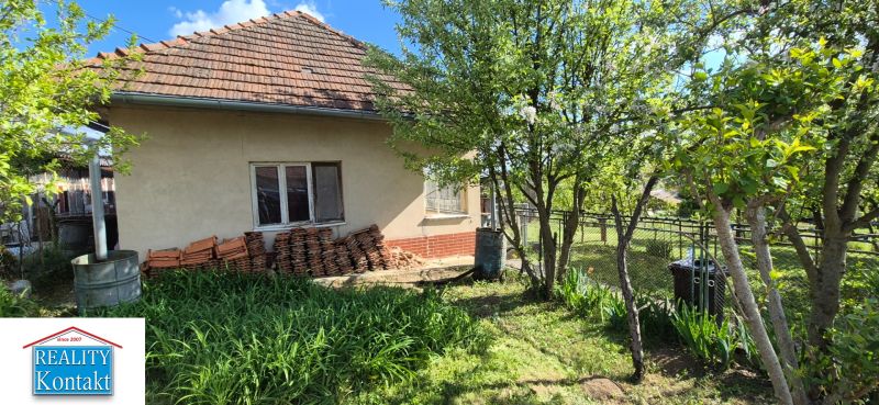 A family house in Dedinka with a front garden and a flower bed.