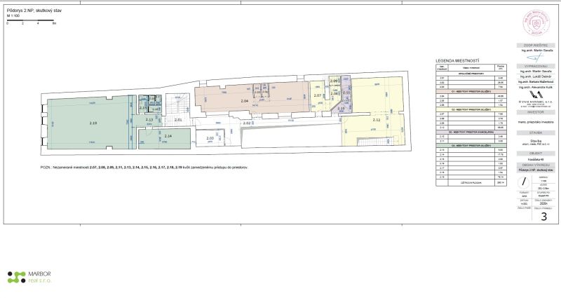 Floor plan of commercial premises on the second floor, Kováčska, Košice - Old Town district.