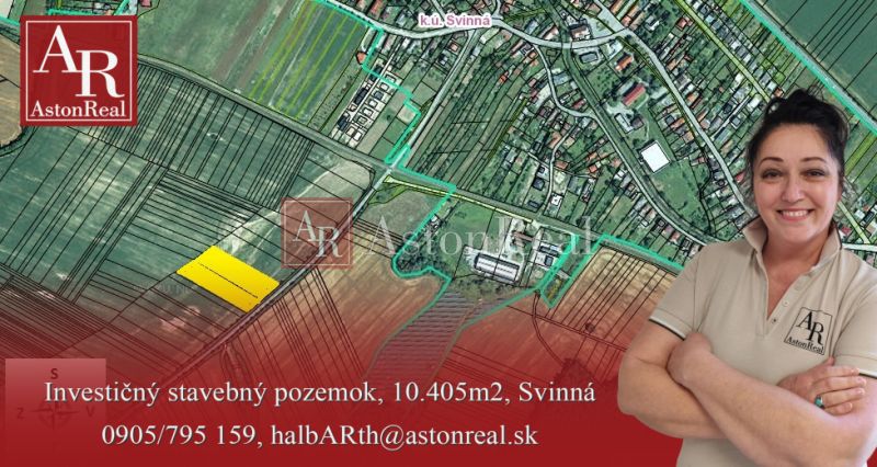 Aerial view of residential plots near Svinná Street in the town of Svinná.