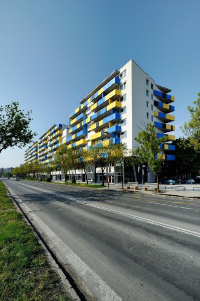 A building with colorful balconies on Tomášikova Street in Bratislava - Ružinov.