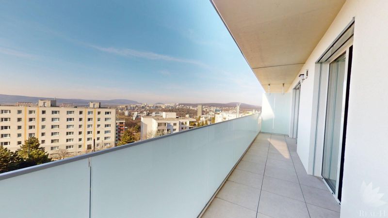 A view from the balcony overlooking the panorama of Bratislava - Old Town, Drotárska cesta.