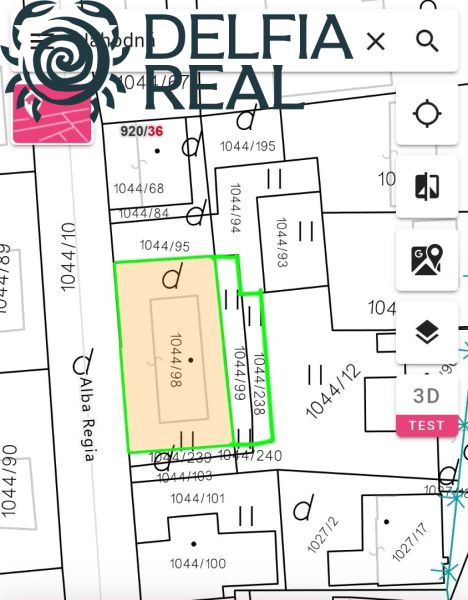 Parcel map in the Jahodná area on Albaregia Street, showing specific parcels.