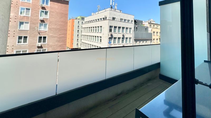 Balcony in a 2-room apartment on Mýtna Street, Bratislava - Old Town with a view.