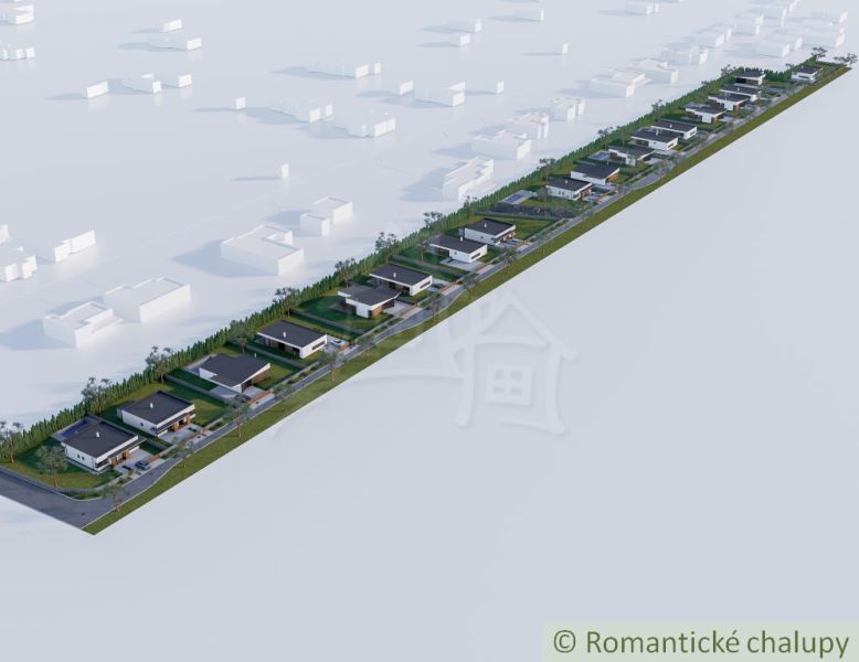 Visualization of house placement on residential plots in Nové Zámky.