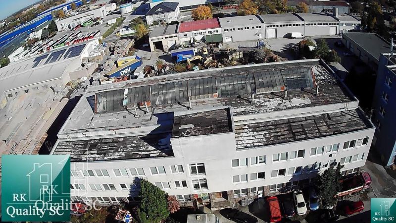 Production facilities on Staviteľská Street in Bratislava III with industrial buildings in the background.