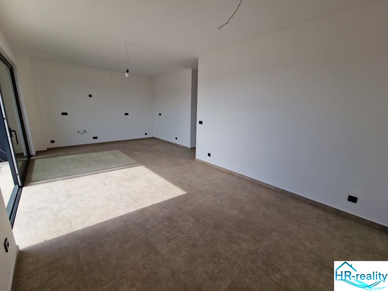 Recreational apartment with a spacious room and large windows, floor with wood decor.