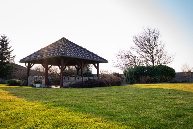 Gazebo in the garden of a family house on Dolný Bar street in the town of Dolný Bar.