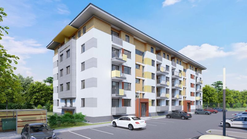 An apartment building in Dunajská Streda with parking and greenery offers 2-room apartments.