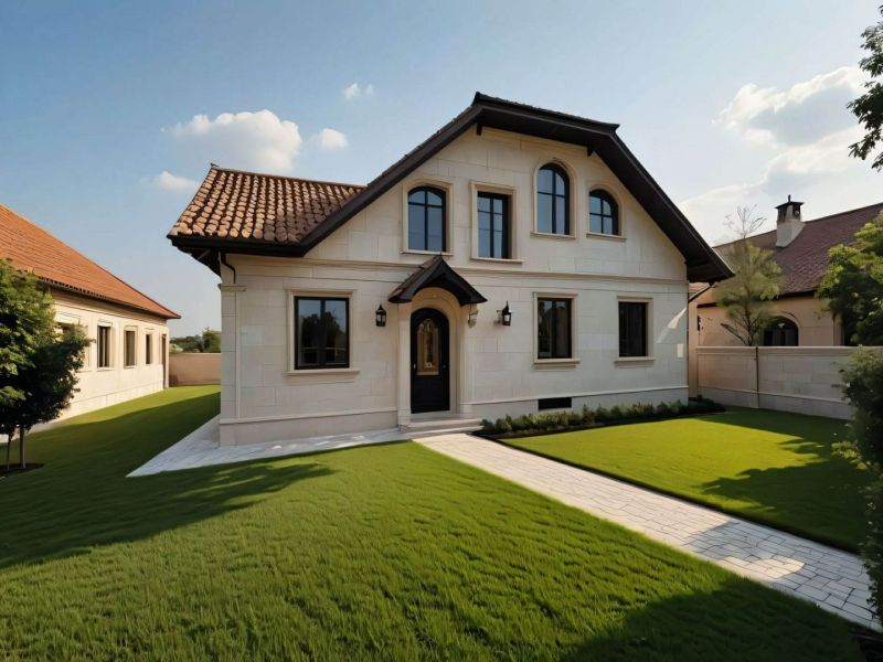A family house with a red tile roof and white walls in Dolný Štál.
