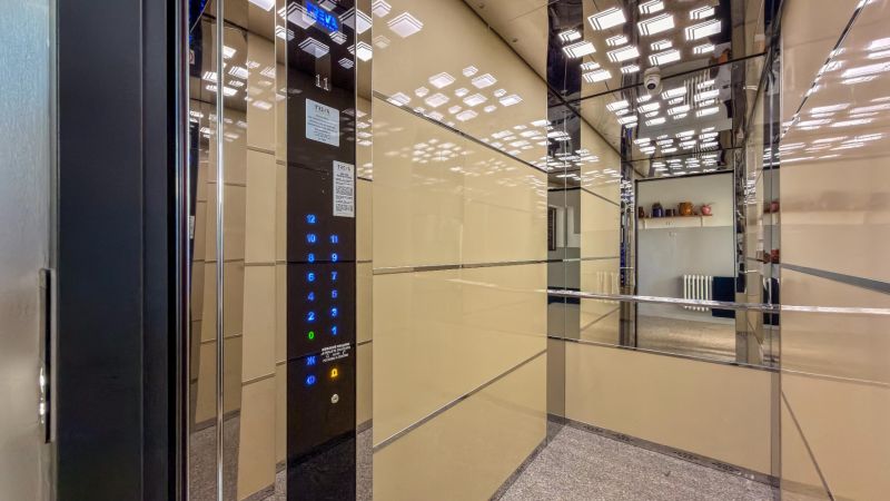 The interior of the elevator in the building of a 3-room apartment on Lachova Street in Bratislava - Petržalka.