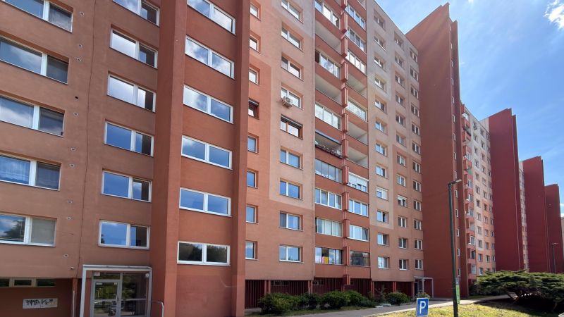 Apartment building on Lachova Street in Bratislava - Petržalka with balconies and parking.