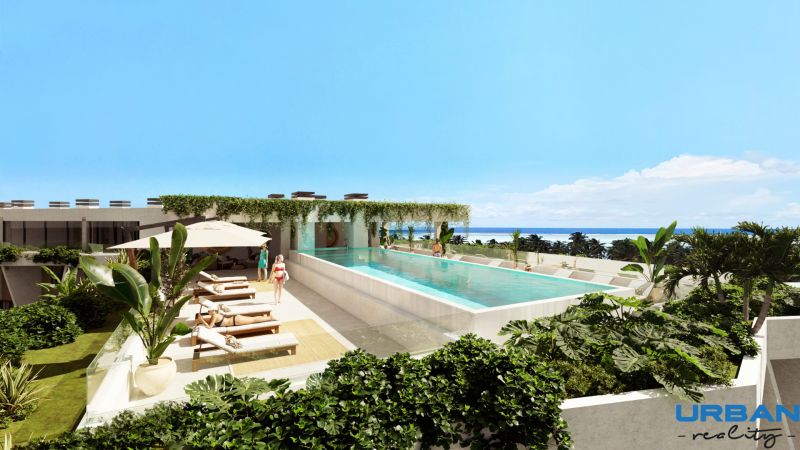 Rooftop terrace with a pool on an apartment development in Paje, Unguja South.