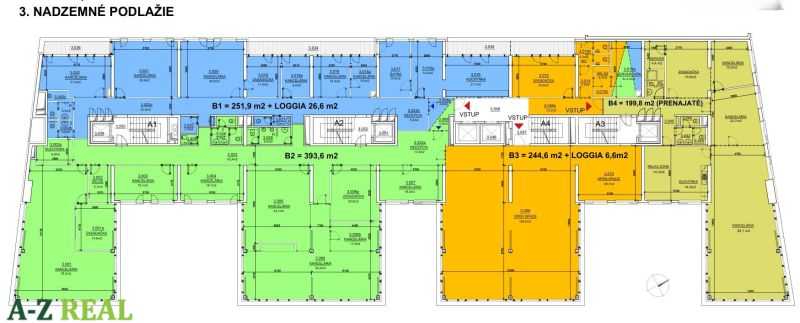 Floor plan of offices on the third floor with room layout.