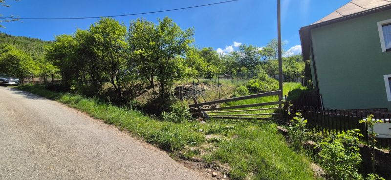 Trnovec Street in Lodno with residential plots and trees along the road.
