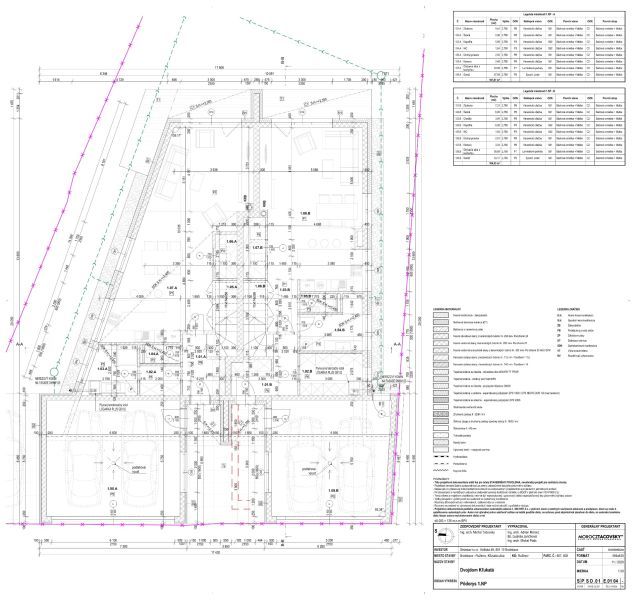 Floor plan of a family house with detailed room layout and legend on Kľukatá Street.