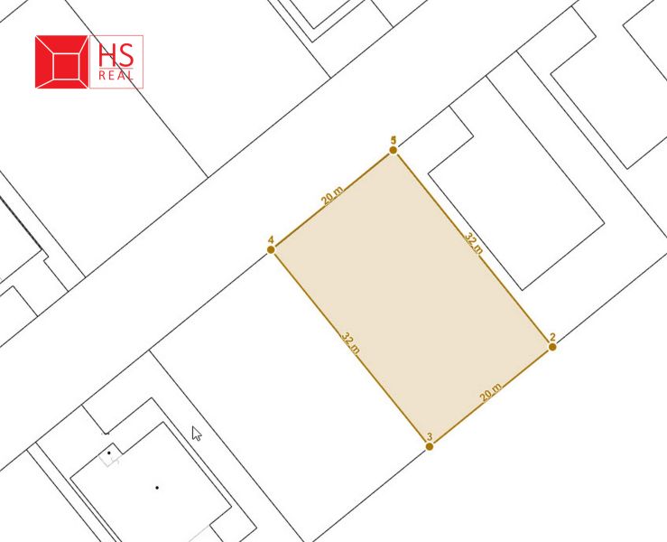A map of a residential plot in Dvory nad Žitavou, ideal for building a house.