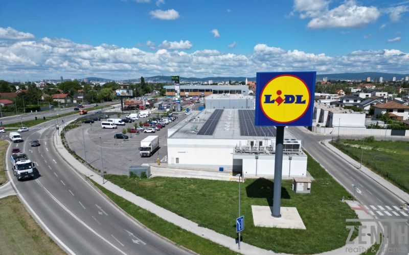 Shopping zone in Bratislava - Podunajské Biskupice with a Lidl store and parking lot.