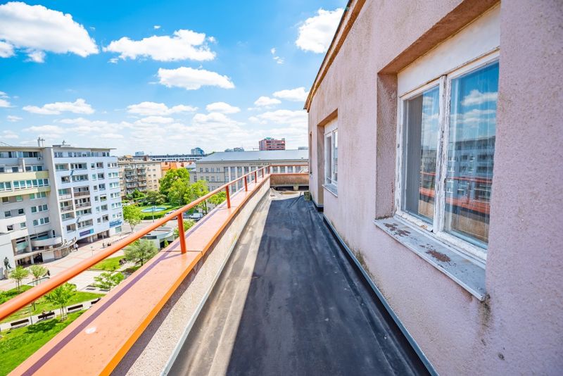 View from a balcony above Bratislava - the Old Town with a view of Krížna Street.