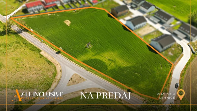 Residential plots in Lehnice, surrounded by roads and neighboring houses.