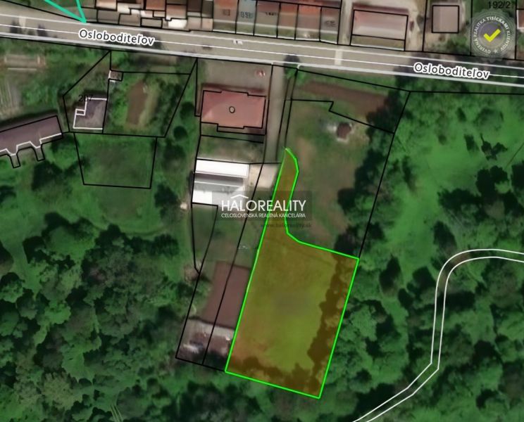 Land map for residential use in Spišský Hrhov near Osloboditeľov Street.