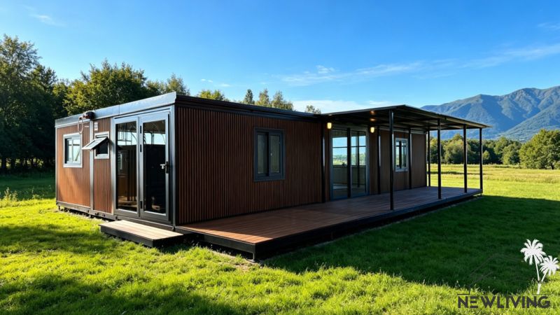 A family house in Piešťany with a wooden decor and a spacious terrace amidst nature.