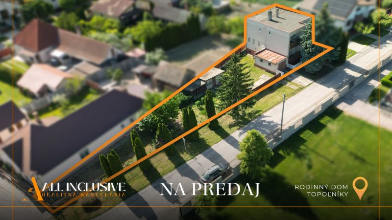 A family house in Topoľníky with a garden and trees, offered for sale.