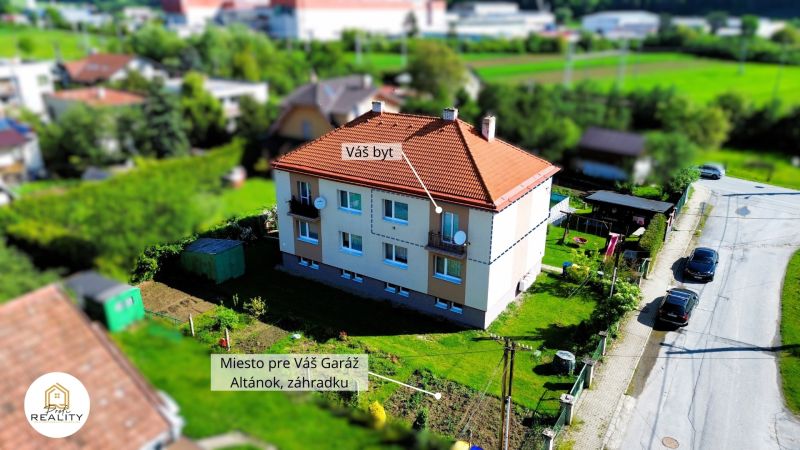 A family house on Matice Slovenskej Street in Veľký Šariš, surrounded by greenery and gardens.
