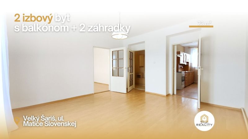 2-room apartment with wood-patterned flooring, doors lead to the kitchen.