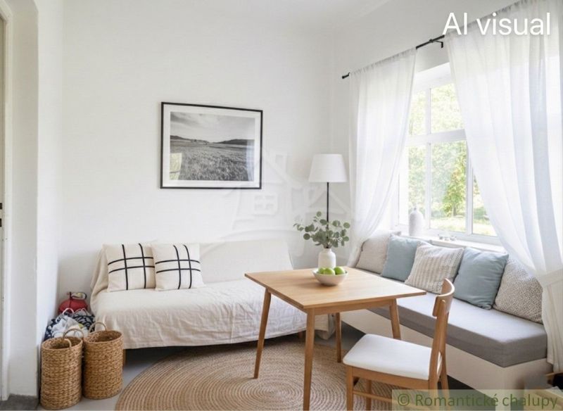 A bright living room with stylish accessories in a family house, cozy seating by the window.