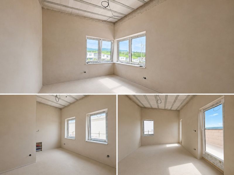 A spacious room with large windows in a 5 or more room apartment.