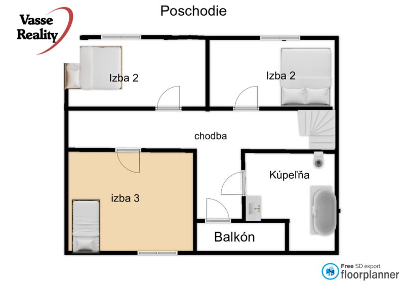 Floor plans of a family house with a room layout and a balcony.