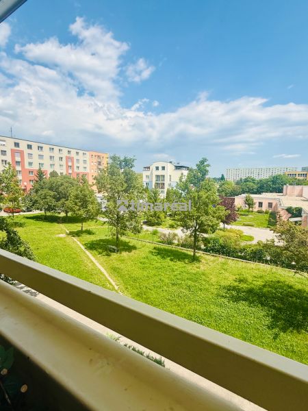 View from a 3-room apartment overlooking the green park on Tehelná Street in Trnava.