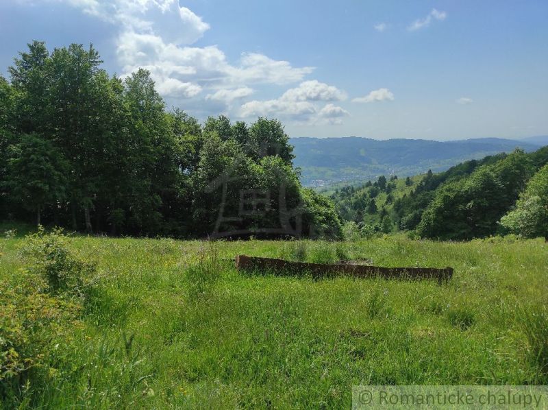 Gardens in Hriňová with a view of the hills and blue sky.