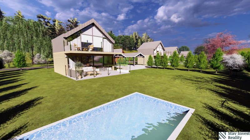 Family houses with a garden and a swimming pool on Hlinícka Street in Myjava.